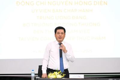 Bộ trưởng Bộ Công Thương Nguyễn Hồng Diên đánh giá cao những kết quả mà Viện Công nghiệp thực phẩm đã đạt được trong thời gian qua, đặc biệt là nỗ lực nghiên cứu, phát triển và chuyển giao công nghệ phục vụ sản xuất, đời sống