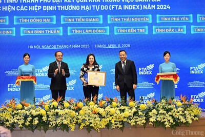 Lãnh đạo các bộ, ngành trao bằng khen cho các địa phương đạt kết quả Khá trong việc thực hiện FTA Index năm 2024