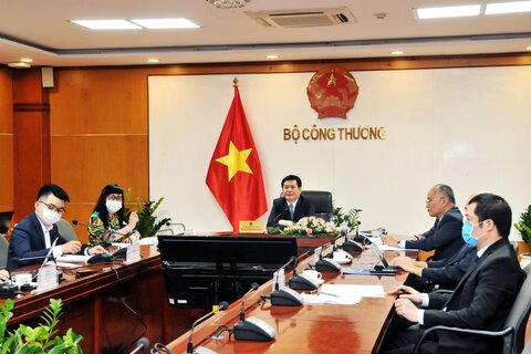Bộ trưởng Nguyễn Hồng Diên hội đàm trực tuyến với Bí thư Khu ủy Khu tự trị dân tộc Choang Quảng Tây, Trung Quốc