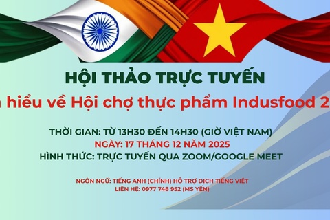 Thư mời tham dự Hội thảo trực tuyến: Tìm hiểu về Hội chợ thực phẩm Indusfood 2026