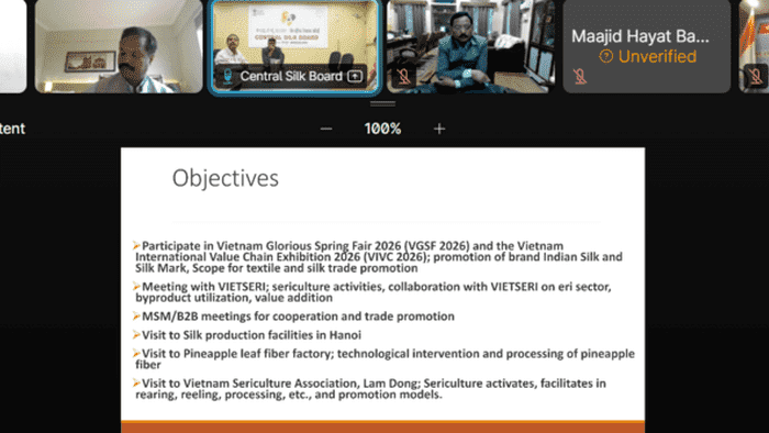 Thương vụ Việt Nam tại Ấn Độ hỗ trợ đoàn Hội đồng lụa Trung ương Ấn Độ tham dự Hội chợ Mùa Xuân 2026